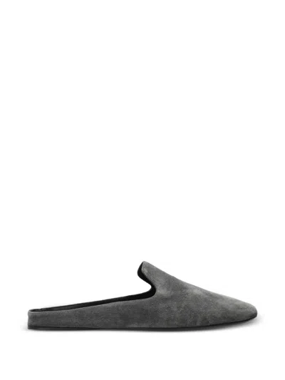 Max Mara Tessile Suede Mules In Gray