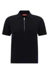 Max Mara Teti Zip Ribbed Polo Top In Black