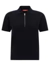 Max Mara Teti Zip Ribbed Polo Top In Black