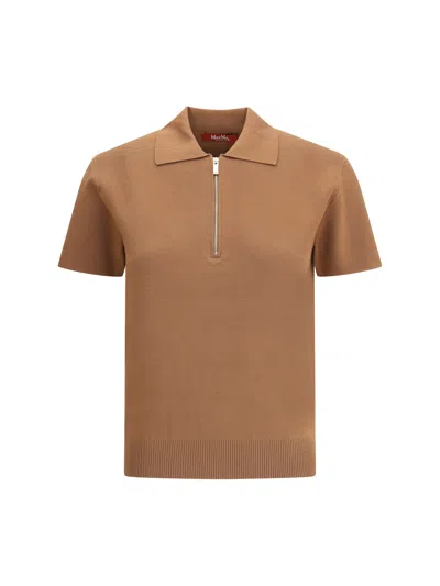 Max Mara Teti Zip Polo Shirt In Brown