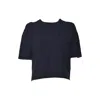 Max Mara Textured Cable Knit Cropped Sweater In Blue