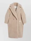 Max Mara Textured Double-breasted Coat Notched Lapels In Brown