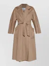 Max Mara Textured Fabric Coat Belted Waist In Brown