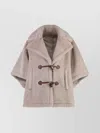 Max Mara Textured Faux Fur Jacket With Wide Sleeves In Neutral