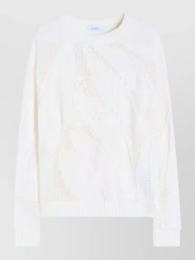 Max Mara Textured Knit Crew Neck Long Sleeve Sweater In Neutral