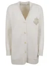 Max Mara Textured Knit Sweater With Button-down Front In White