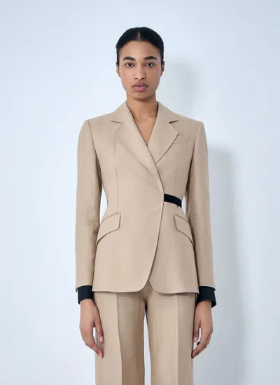 Max Mara Textured Notch Lapel Blazer In Neutral