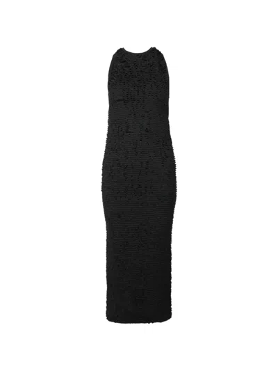Max Mara Textured Open-back Maxi Dress In Black