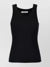 Max Mara Textured Ribbed Scoop Neck Sleeveless Top In Black
