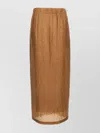 Max Mara Textured Skirt With Elastic Waistband And Pocket In Brown
