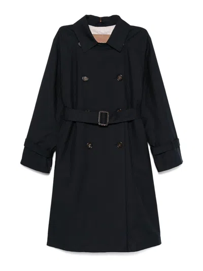 Max Mara The Cube Gabardine-weave Trench Coat In Blue