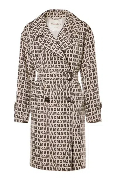 Max Mara The Cube All-over Patterned Belted Coat In Ecru