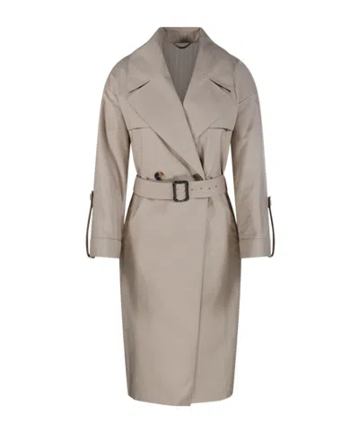 Max Mara The Cube Amour Belted Coat In Gray
