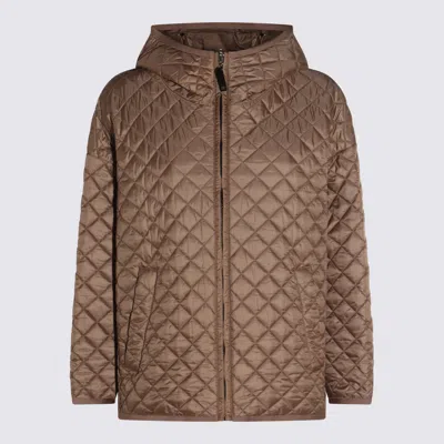Max Mara The Cube Beige Leo Down Jacket In Brown