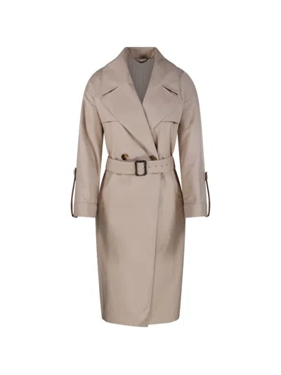 Max Mara The Cube Belted Trench "camour" In Brown