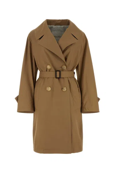 Max Mara The Cube Biscuit Twill Vtrench Trench In Caramel