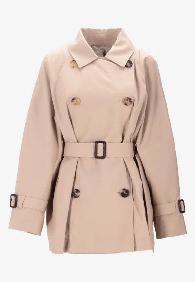 Max Mara The Cube Calle Belted Double-breasted Trench Coat In Neutral