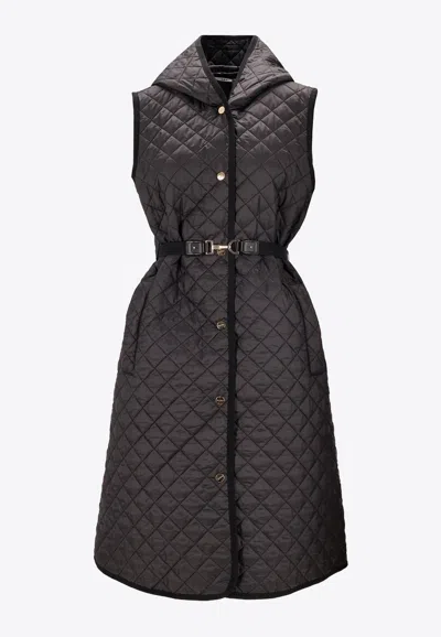 Max Mara The Cube Camilla Quilted Long Gilet In Black