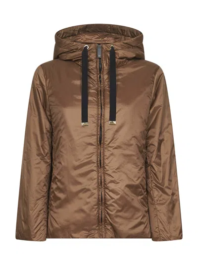 MAX MARA THE CUBE CARAMEL GREENH PADDED HOODED JACKET