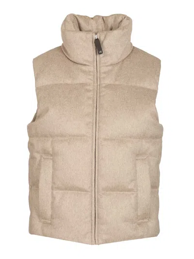 Max Mara The Cube Cashmere Padded Vest Coats Beige In Neutral