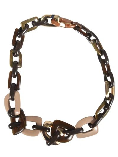 Max Mara The Cube Chain Necklace In Green/cream