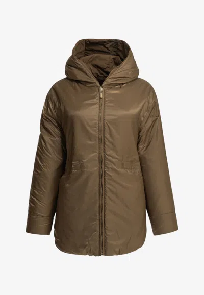 Max Mara The Cube Charme Reversible Water-repellent Parka In Brown