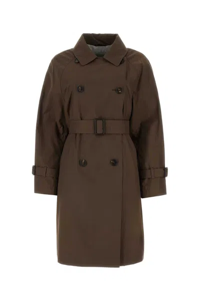 Max Mara The Cube Chocolate Twill Titrench Trench In Brown