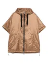 Max Mara The Cube Greenci Hooded Puffer Long Vest Cape In Brown