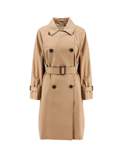 Max Mara The Cube Cotton Blend C Trench With Leather Buckles