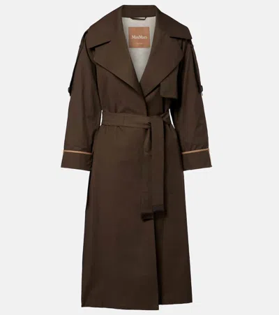 Max Mara The Cube Cotton-blend Twill Trench Coat In Brown