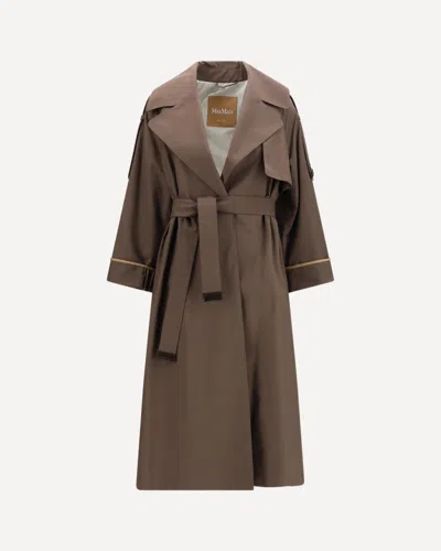 Max Mara The Cube Cotton-blend Twill Trench In Brown
