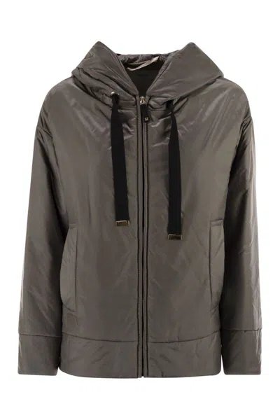Max Mara The Cube Daria - Drip-proof Canvas Padded Jacket With Hood In Gray