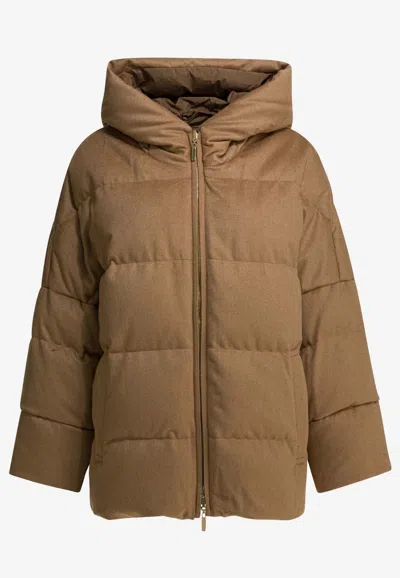 Max Mara The Cube Desiderio Reversible Puffer Jacket In Brown