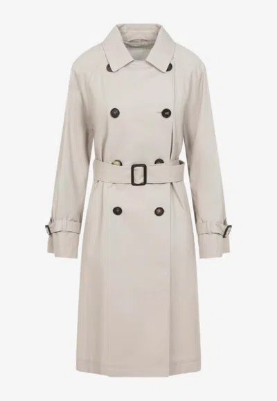 Max Mara The Cube Double-breasted Belted Trench Coat In Neutral