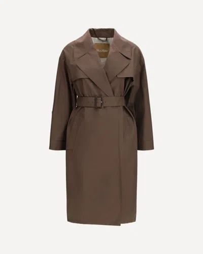 Max Mara The Cube Double-breasted Cotton-blend Trench Coat In Brown