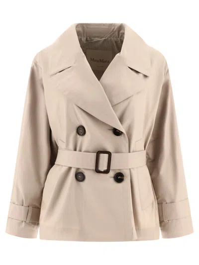 Max Mara The Cube Double-breasted Trench Coat Coats Beige In Pink