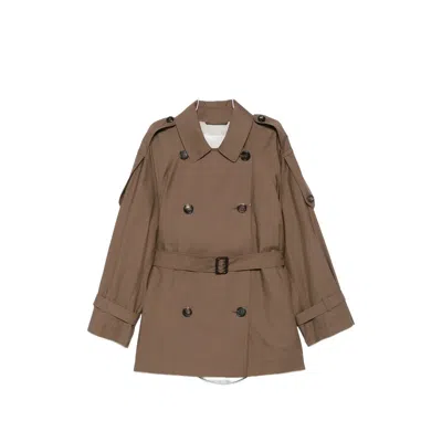 Max Mara The Cube Double-breasted Belted Coat In Brown