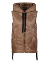 Max Mara The Cube Padded Vest With Hood In Waterproof Canvas In Brown