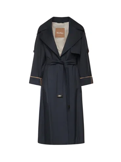 Max Mara The Cube Drip-resistant Twill Trench Coat In Blue