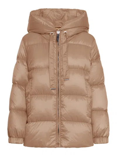 Max Mara The Cube Drop-resistant Canvas Down Jacket In Neutral