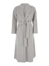 MAX MARA THE CUBE ESTURIA LIGHT GREY COAT WITH MATCHING BELT IN WOOL WOMAN