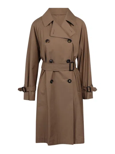 Max Mara The Cube Trench Midi In Twill Antigoccia In Brown