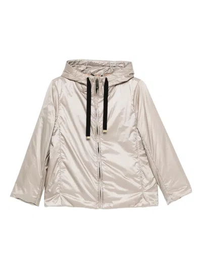 Max Mara The Cube Green Hooded Zip-front Jacket In Neutral