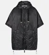 Max Mara Padded Cape With Hood In Water-repellent Canvas In Black