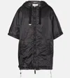 Max Mara Padded Cape With Hood In Water-repellent Canvas In Black