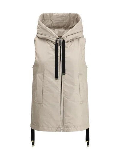 Max Mara The Cube Padded Vest With Hood In Neutral