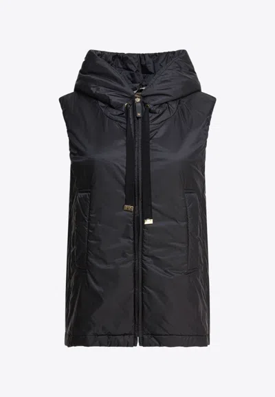 Max Mara The Cube Greengo Hooded Zip-up Vest In Black