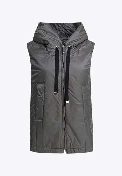 Max Mara The Cube Greengo Hooded Zip-up Vest In Gray