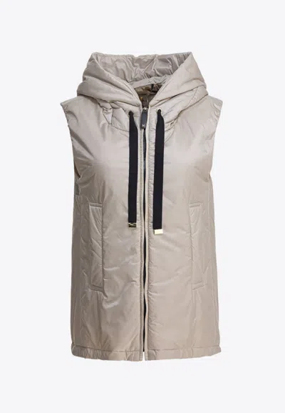 Max Mara The Cube Greengo Hooded Zip-up Vest In Sand