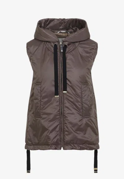 Max Mara The Cube Greengo Padded Hooded Vest In Brown